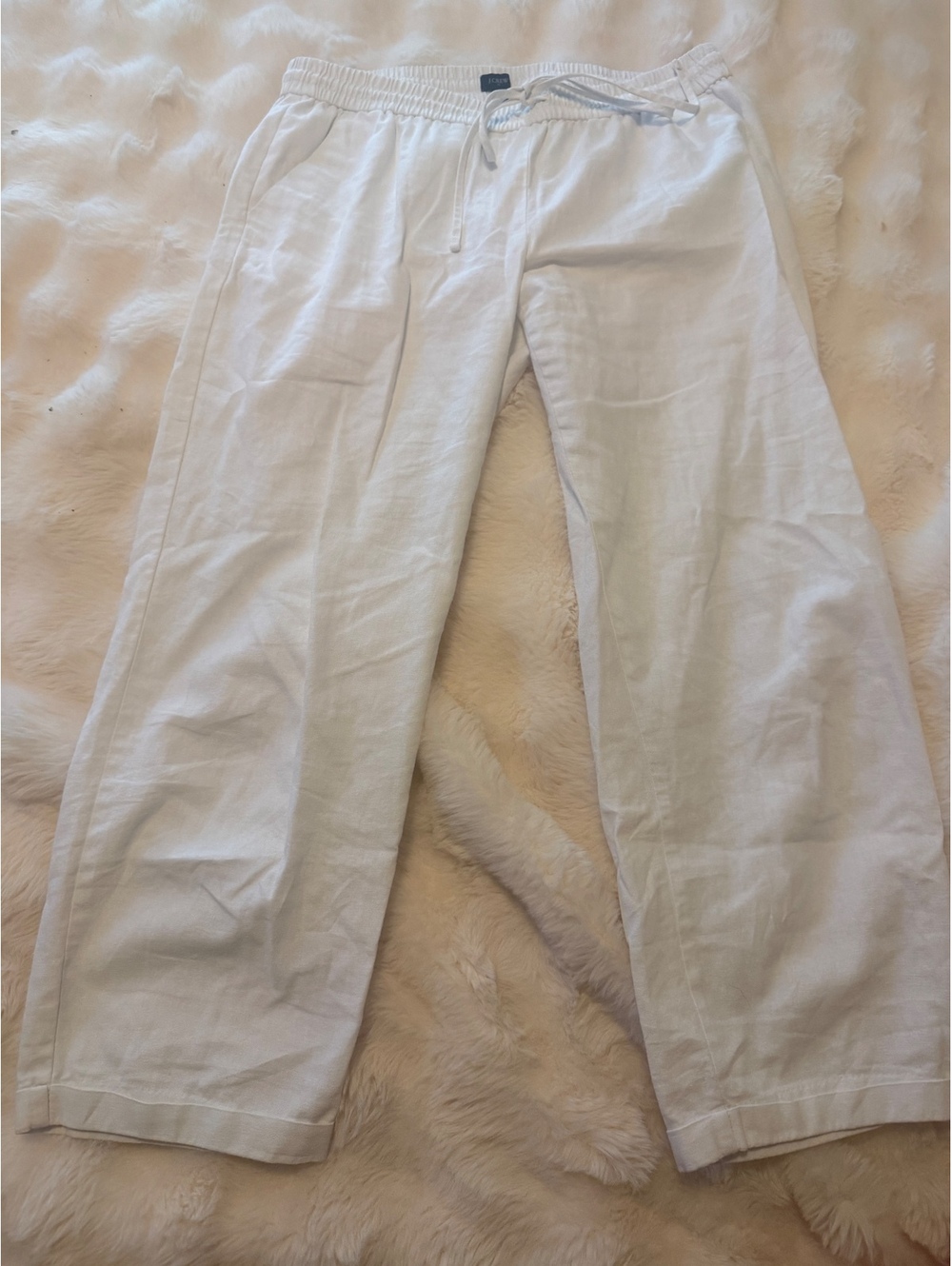 J.Crew Women's White Linen Cotton Blend Casual Pants Size 12
